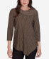 Petite Split Cowl Neck Textured Herringbone Jacquard Knit Top