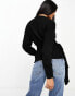 Glamorous wrap front jumper in black knit