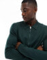 ONLY & SONS knitted zip through long sleeve polo in green