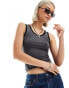 Noisy May lace trim tank top in washed grey