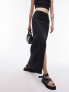 Topshop co-ord centre front ruched maxi skirt in black