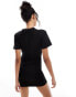 New Look short sleeve ruched side mini dress in black