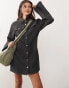 COLLUSION denim mini shirt dress in rinse wash