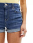 American Eagle hourglass high rise denim shorts in mid blue