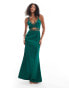 Never Fully Dressed lace cut-out slip maxi dress in emerald