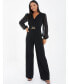 Women's Black Chiffon Buckle Palazzo Jumpsuit