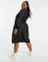 Lola May Plus oversized smock dress with asymmetric seam detail in black