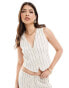 Stradivarius boxy pinstripe waistcoat co-ord in natural