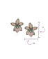 3D Green Pink Orchid Flower Shaped Pave CZ Large Stud Earrings For Women Cubic Zirconia Rhodium Plated Brass