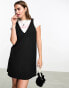 Monki pinafore mini dress in black