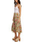 Printed Tiered Midi Skirt Multi Tropical Print