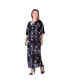 Plus Size V-Neck Print Kimono Wrap Maxi Dress