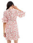 Wednesday's Girl floral print deep-v mini smock dress in pink