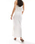 Bershka tie waist linen maxi skirt in white