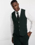 ASOS DESIGN slim wool mix suit waistcoat in herringbone in green