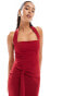 TFNC crepe sqaure neck maxi dress in red