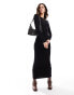 Miss Selfridge long sleeve bodycon maxi dress with open back in black