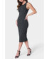 Women's High Neck Midi Sweater Rib Dress