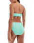 In The Style exclusive crinkle high leg bikini bottoms co-ord in turquoise