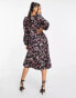 Vero Moda Petite Exclusive floral midi dress with ballon sleeve in floral print