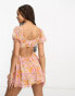 Miss Selfridge festival chiffon corset detail tiered playsuit in pink cluster floral - PINK