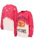 Women's Cardinal Distressed Iowa State Cyclones Twice As Nice Faded Dip-Dye Pullover Long Sleeve Top