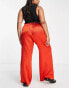 Vero Moda Curve wide leg satin trouser co-ord in red