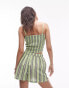 Topshop beach shirred cami top in green stripe