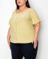 Plus Size Swiss Dot Button Front Ruffle Sleeve Top