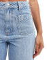 New Look wide leg patch pocket jeans in mid blue