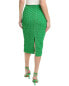 Ganni Smocked Satin Pencil Skirt Women's Green 32