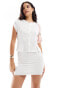 ASOS DESIGN linen blend fitted trim detail mini skirt in ivory co ord