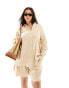 Yours cheesecloth shorts co-ord in beige