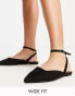 London Rebel Wide Fit sling back ballet flats in black