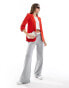 Pieces ruched sleeve blazer in red