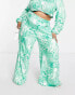 Collective the Label Curve exclusive trouser co-ord in green swirl print