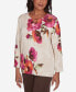 Women's Wine Country Watercolor Floral Beaded Split Neck Top