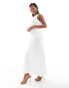 Forever New Petite linen asymmetrical midi dress in white