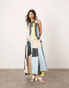 ASOS EDITION racer neck drop waist maxi dress with knot detail skirt in geometric print