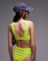 Topshop mix and match crinkle plunge cami bikini top in lime