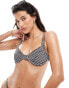 Miss Selfridge textured gingham cup detail bikini top in mono