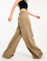 Stradivarius super wide leg jean in faded brown vintage wash