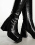 ASOS DESIGN Cascade leather knee boots in black