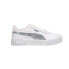 Puma Carina 2.0 Cloudy Metallic Logo Lace Up Toddler Girls White Sneakers Casua