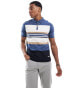 Threadbare knitted zip neck stripe polo in blue