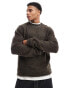 Jack & Jones fluffy rib high neck jumper in brown