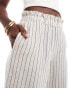 Vila linen touch pinstripe wide leg trousers in cream