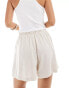 Object linen tie waist shorts in cream