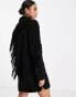 Urbancode real leather fringe dress in black