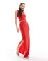 ASOS DESIGN co-ord slinky midi skirt with side splits in red